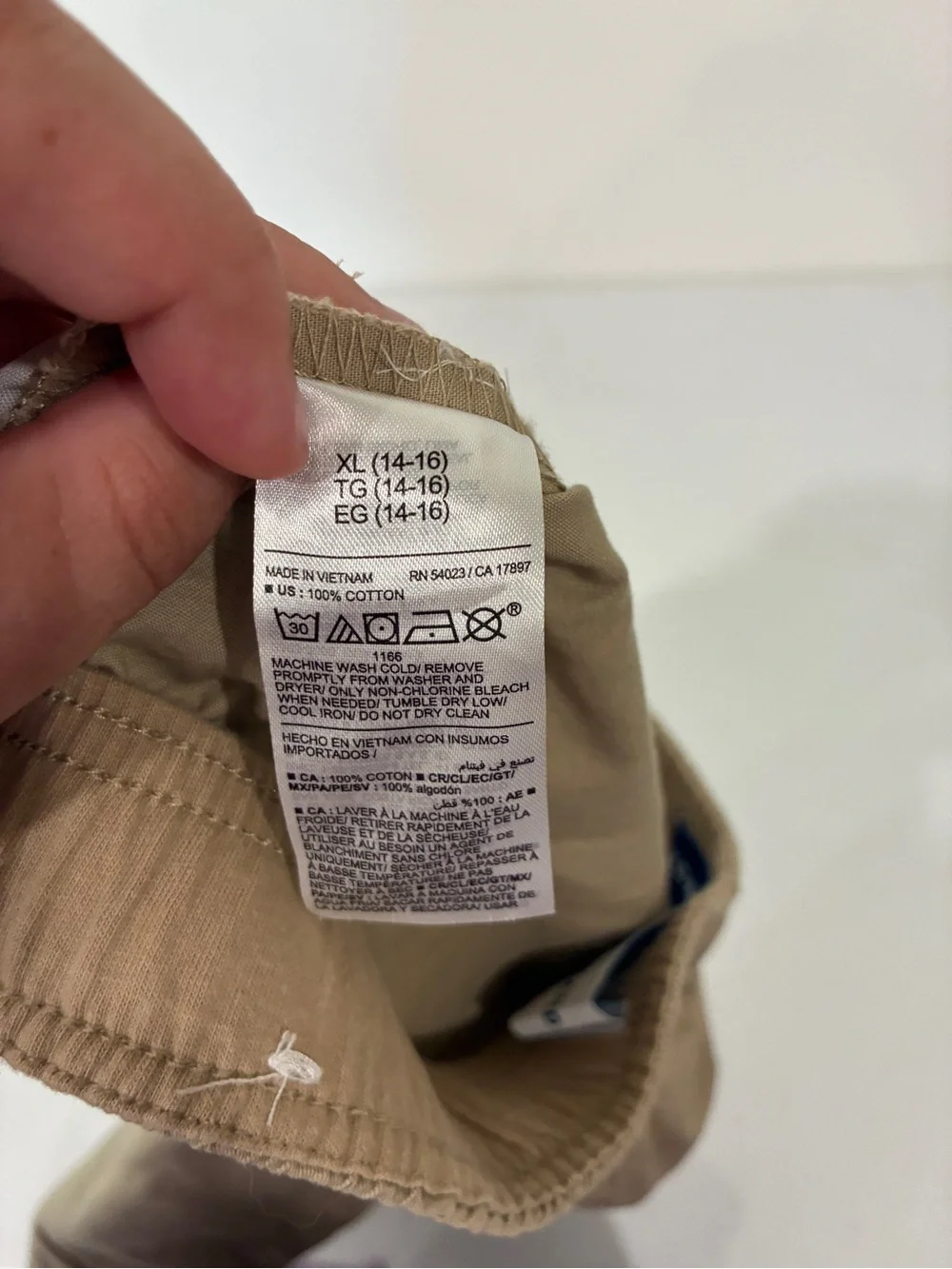 Old Navy Kids XL 14/16 Khaki Chino Dock Shorts Elastic Waist Cotton Casual